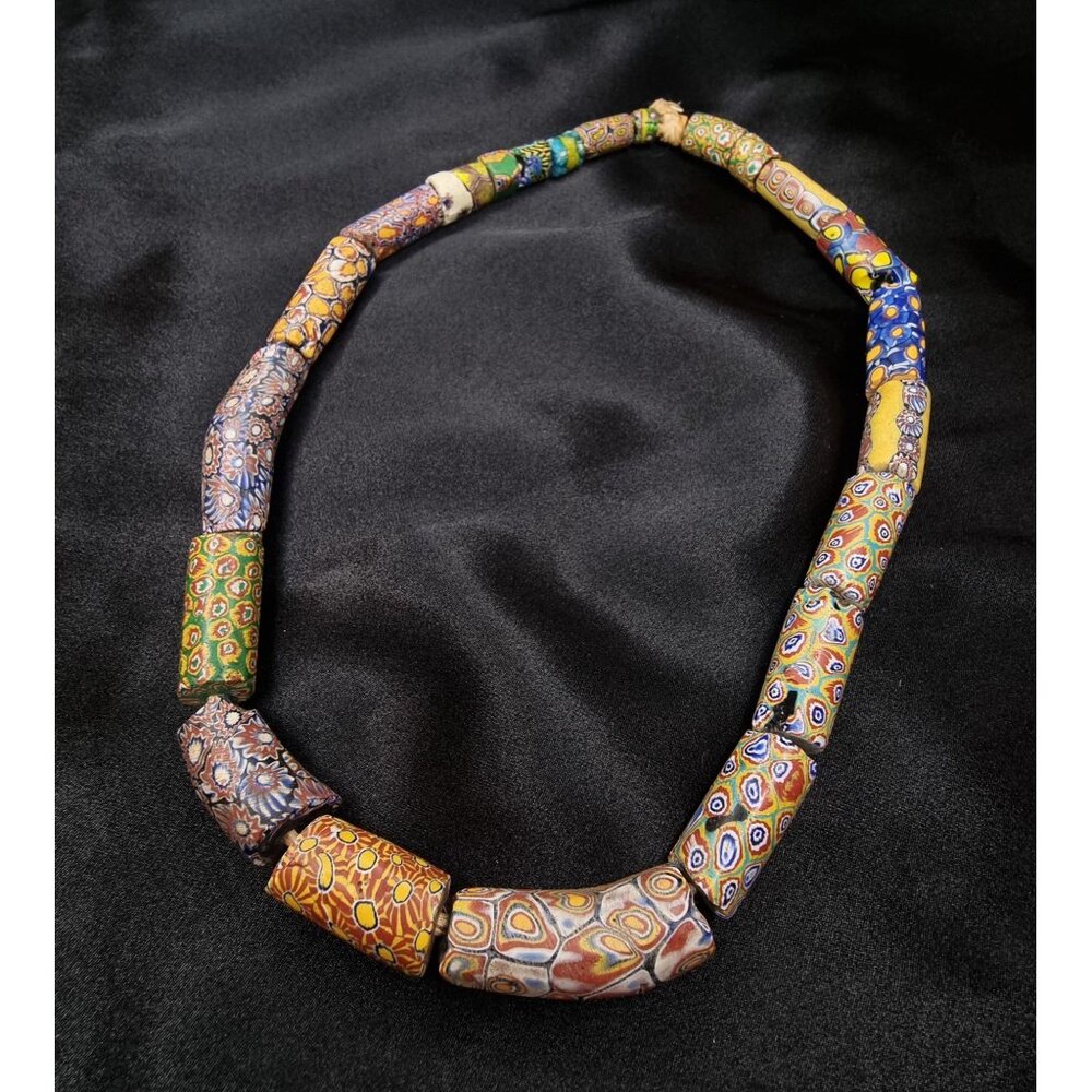 Antique African Trade Millefiori Glass Bead Necklace